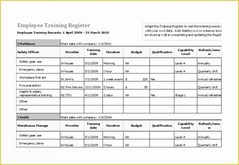 Employee Training Schedule Template Excel