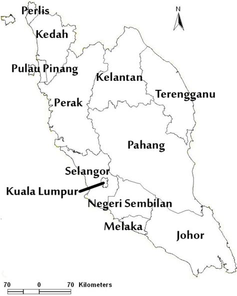 Peninsular Malaysia map. Figure 3 shows the 12 states in Peninsular ...