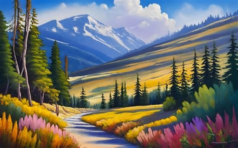 Premium Photo | Mountain Landscape Painting