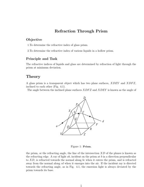 Refraction Through Prism Theory