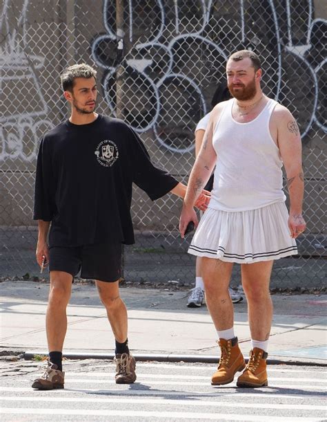 Sam Smith Rocks Stylish White Skirt and Vest in New York