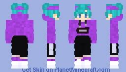 Blue Haired Girl With Purple Hoodie and Bandana Minecraft Skin