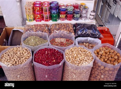 UAE Dubai Deira Old souq in Eastern side of the town with sacks of nuts ...