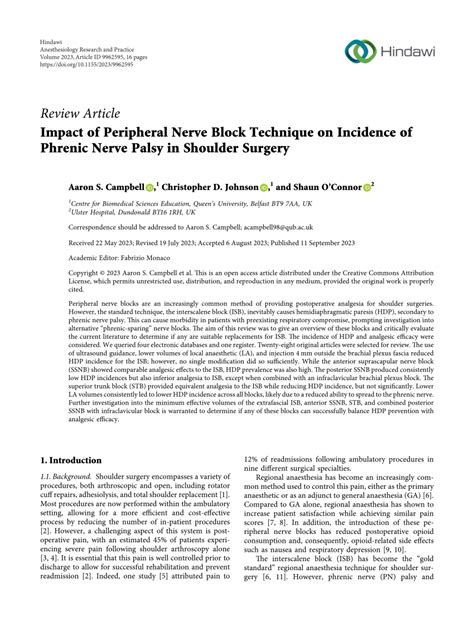 (PDF) Impact of Peripheral Nerve Block Technique on Incidence of ...