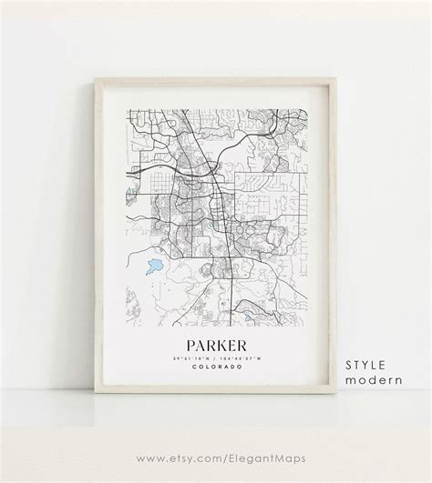 Parker Colorado Map Parker CO Map Parker City Print Parker - Etsy