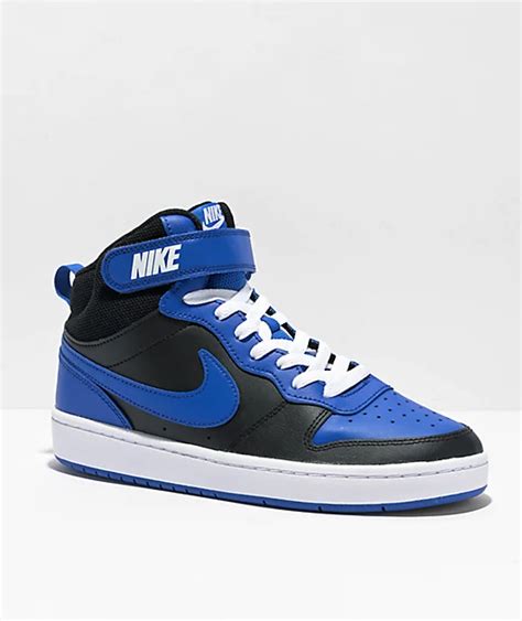 Nike Court Kids Borough Mid Black & Royal Blue Shoes