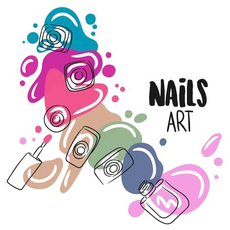 Premium Vector | Nails art handwritten quote nail polishes paint stains ...