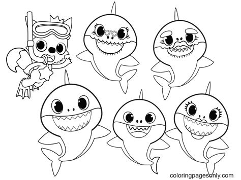 Pinkfong and Baby Shark - Free Printable Coloring Pages