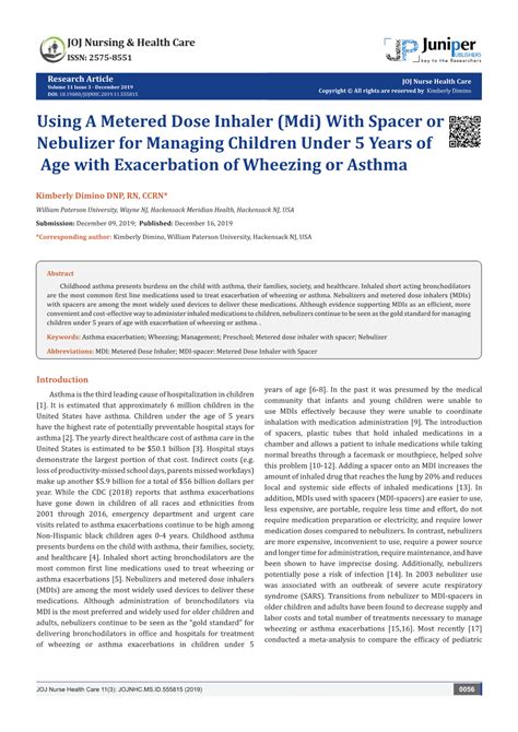 Using a Metered Dose Inhaler (Mdi) with Spacer Or Nebulizer for ...