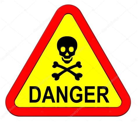 Warning sign with skull symbol isolated on white. ⬇ Stock Photo, Image ...