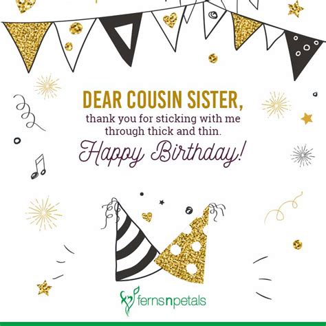 Best Happy Birthday Quotes, Wishes For Cousin Sister - Ferns N Petals