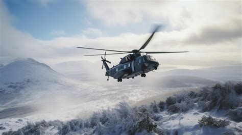 Premium AI Image | Photo of sea king military helicopter landing on the ...