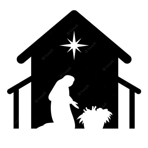 Premium Vector | Holy night of birth of child jesus christ silhouette ...