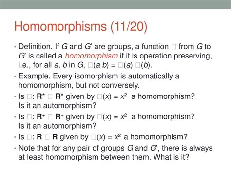 PPT - Homomorphisms (11/20) PowerPoint Presentation, free download - ID ...