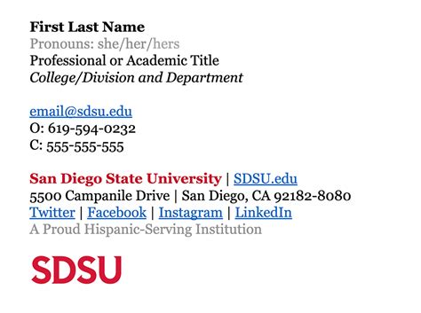 Email Signature | Brand Portal | SDSU