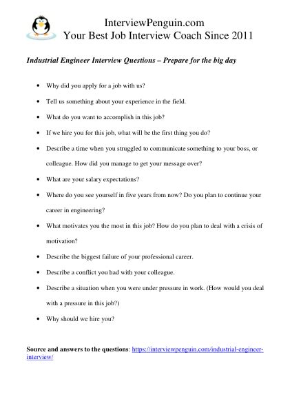 TOP 12 Industrial Engineer Interview Questions and Answers