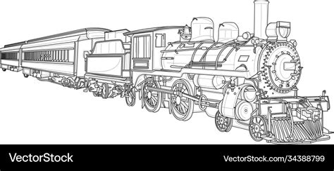 Realistic steam train sketch template Royalty Free Vector