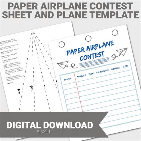 Paper Airplane Contest Judging Sheet, Print and Fold Paper Airplane ...