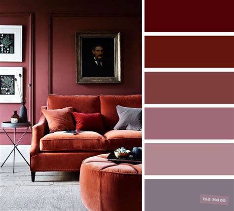 The best living room color schemes - Mauve & Brick colors