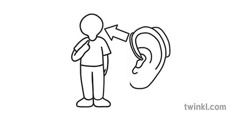 SYM I Use A Hearing Aid BW Illustration - Twinkl