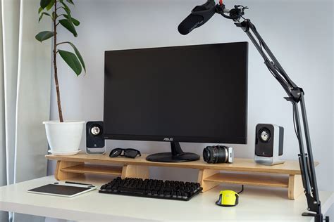 Stand Dual Monitor, Dual Monitor Desk, Wooden Dual Monitor, Dual ...