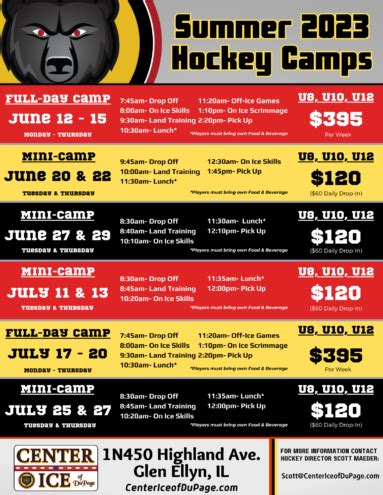 Summer 2023 Hockey Camps at Center Ice of DuPage – Dupage Black Bears ...