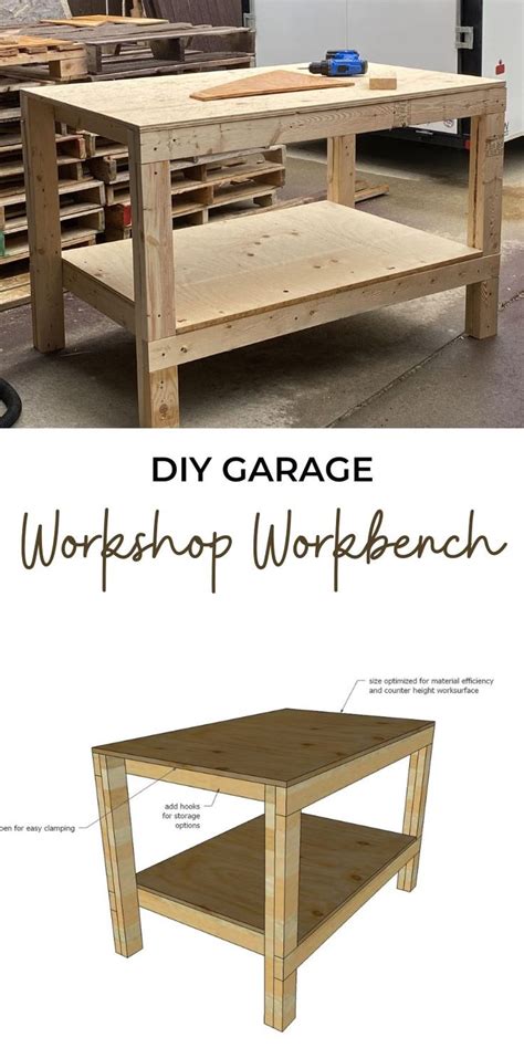 Easy DIY Garage Workshop Workbench | Workbench plans diy, Diy workbench ...