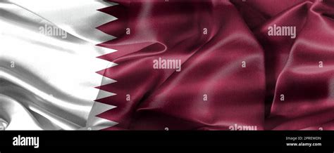 Qatar flag - realistic waving fabric flag Stock Photo - Alamy