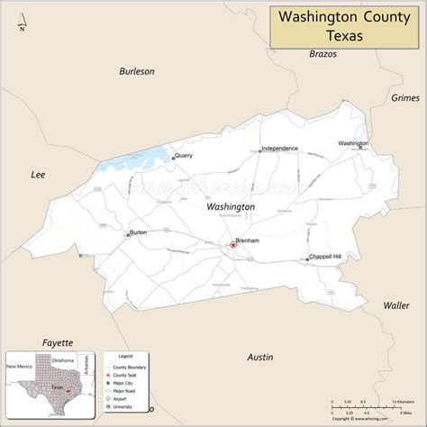 Washington County Map, Texas - Where is Located, Cities, Population ...