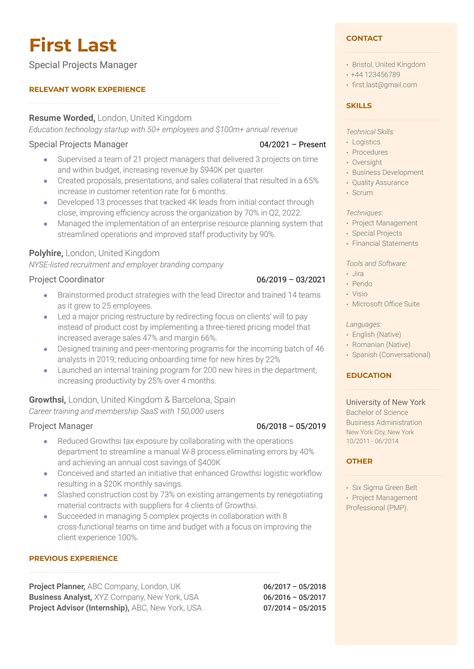 3 Special Projects CV Examples for 2024 | Resume Worded