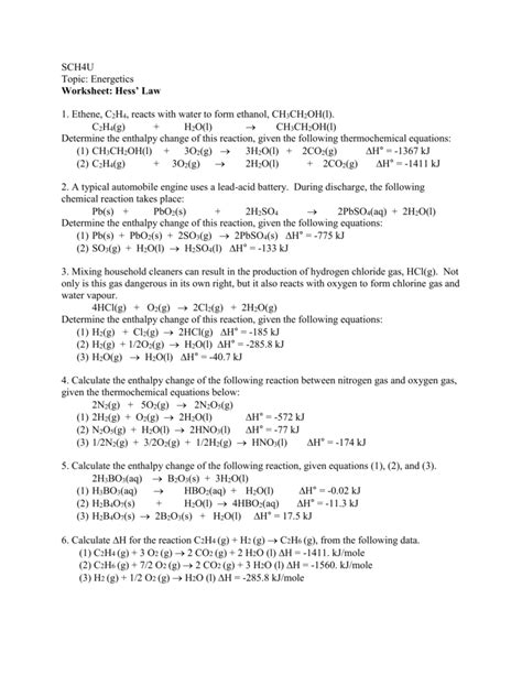 30++ Hess's Law Worksheet Answers – Worksheets Decoomo