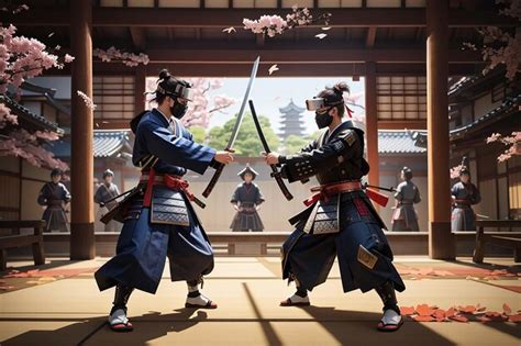 Premium AI Image | VR Samurai Swordsmanship Showdown