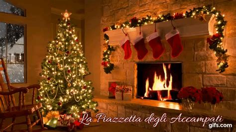 Christmas Scene - Christmas Fireplace - Christmas Tree & Snowfall ...