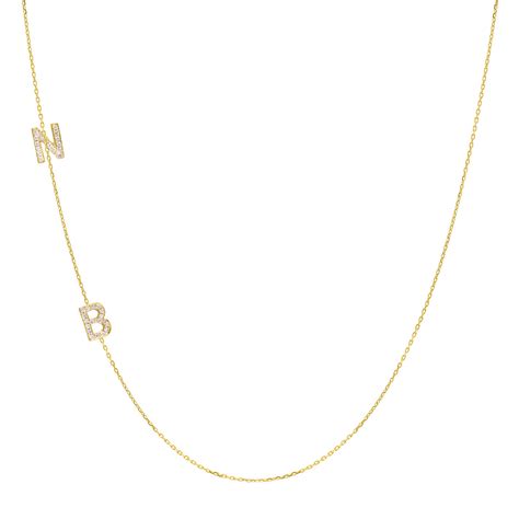 14K Gold Asymmetrical Diamond Double Initial Necklace – Nana Bijou