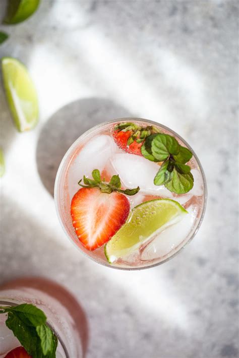 Strawberry Rhubarb Gin & Tonic Spring Cocktail Drink Recipe