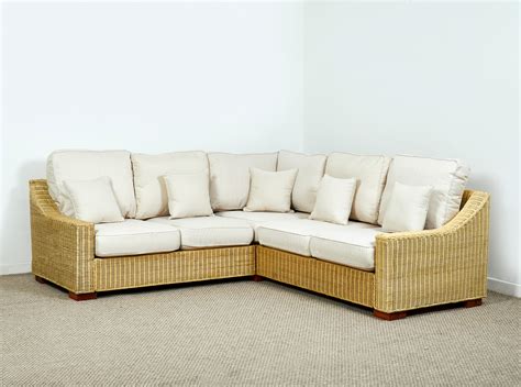 Wicker Indoor Rattan Corner Sofa in Oatmeal - Regal 209cm x 264cm ...