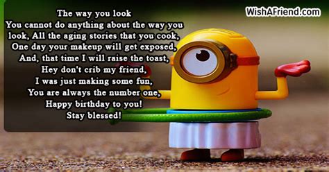 The way you look, Humorous Birthday Poem