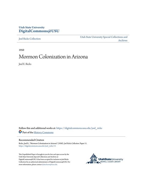 Mormon Colonization in Arizona by USU Libraries - Issuu