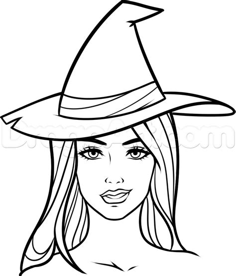 How to Draw a Witch Face, Step by Step, Witches, Monsters, FREE Online ...