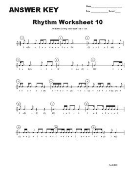 Rhythm Worksheet 10 by Brian Tychinski | TPT