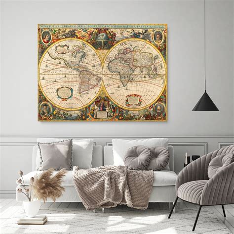 Antique World Map Canvas Old World Map Canvas Map Poster - Etsy