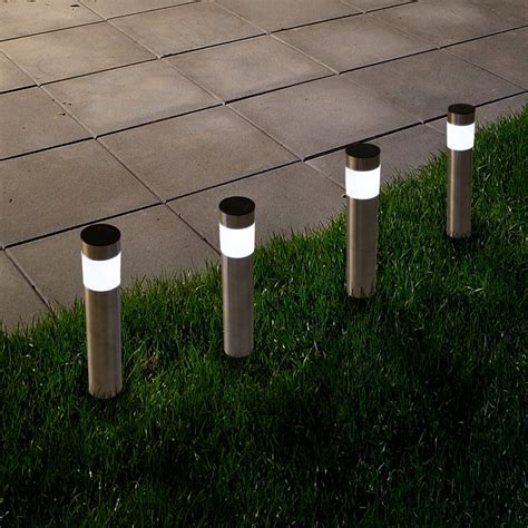 Solar Outdoor LED Light, Battery Operated Stainless Steel Path Walkway ...