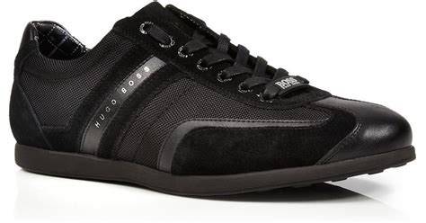 HUGO Suede Boss Boss Stiven Sneakers in Black for Men - Lyst