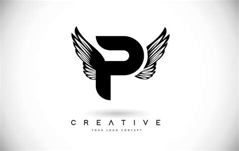 P Letter Logo with Wings. Creative Wing Letter P Logo icon Design ...