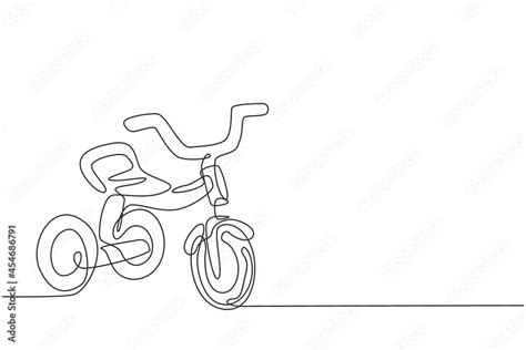 Single one line drawing kids tricycle. Children tricycle transportation ...