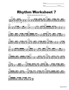 Rhythm Worksheet 7 by Brian Tychinski | TPT