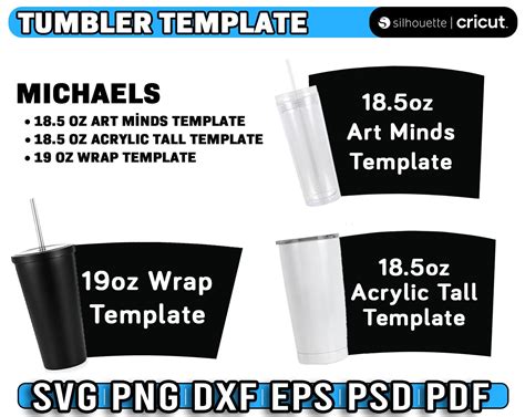 Tumbler Template Bundle, 18.5 Oz Tapered Tumbler Template, Michaels ...