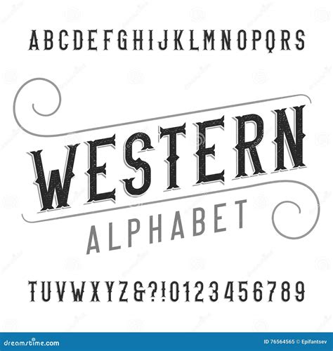 Western Style Retro Alphabet Font Distressed Serif Type Letters