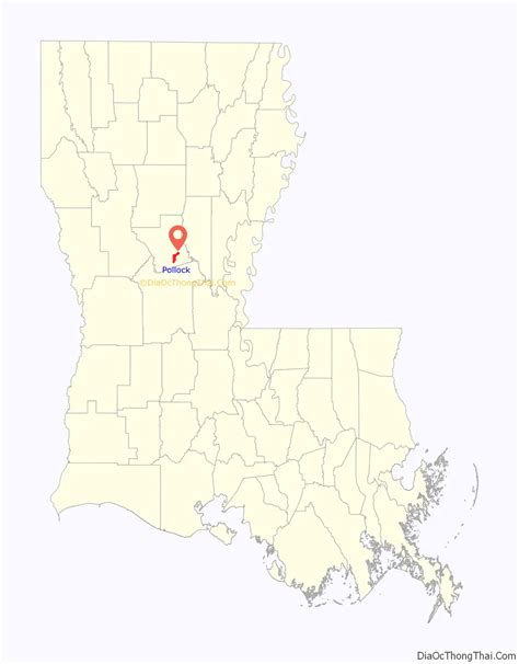 Map of Pollock town, Louisiana - Thong Thai Real