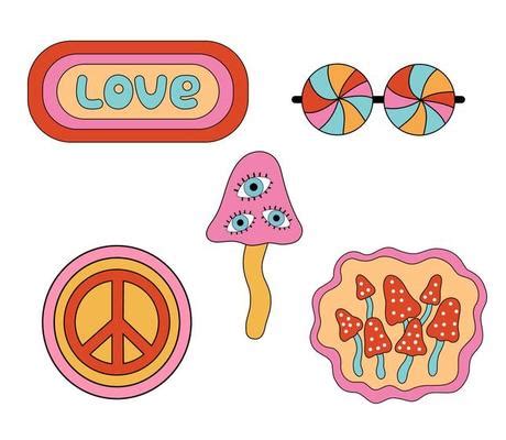 Hippie Stickers Vector Art, Icons, and Graphics for Free Download